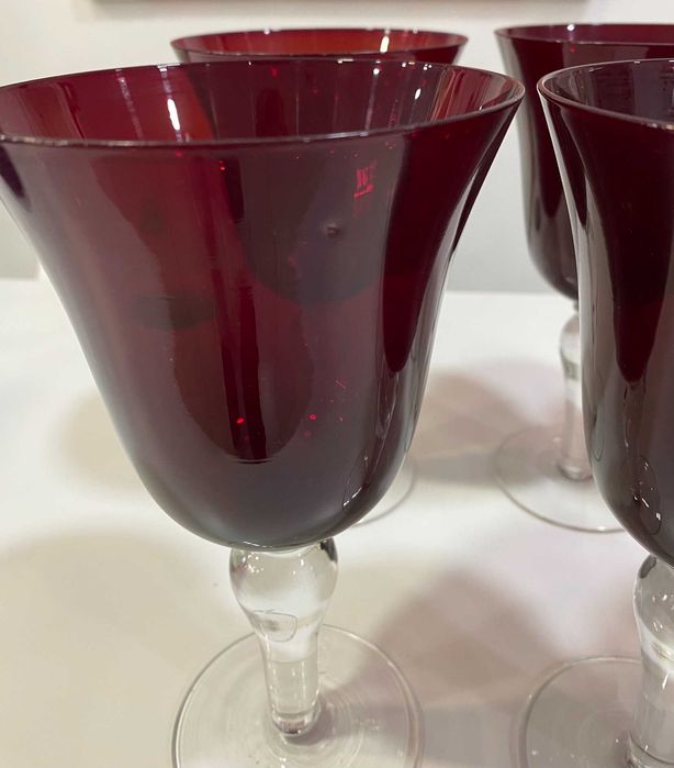 Conjunto de 6 copos cristal vermelhos, fantásticos para o Natal