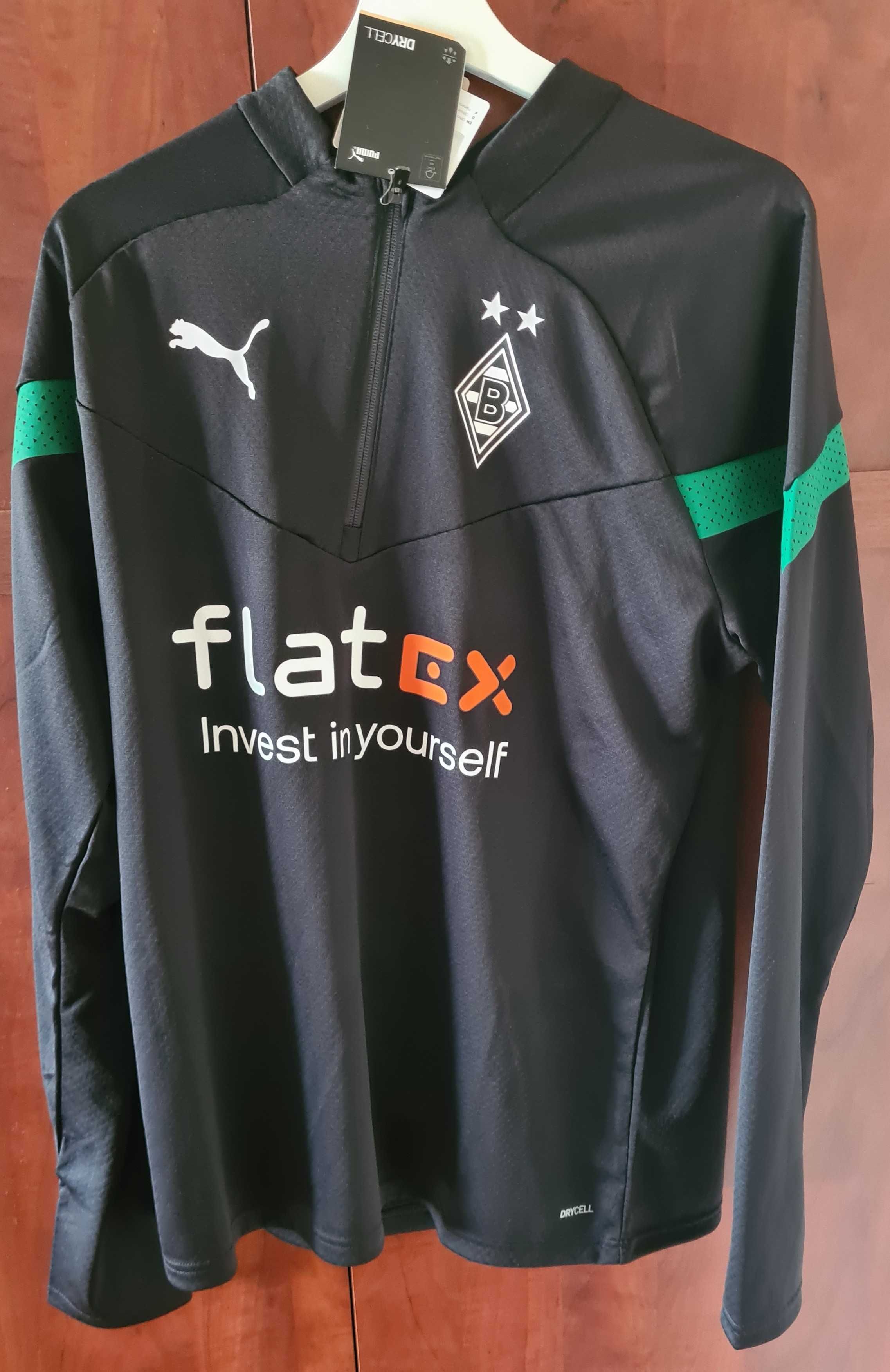 Cienka bluza czarna Puma Borussia Mönchengladbach z długim rękawem