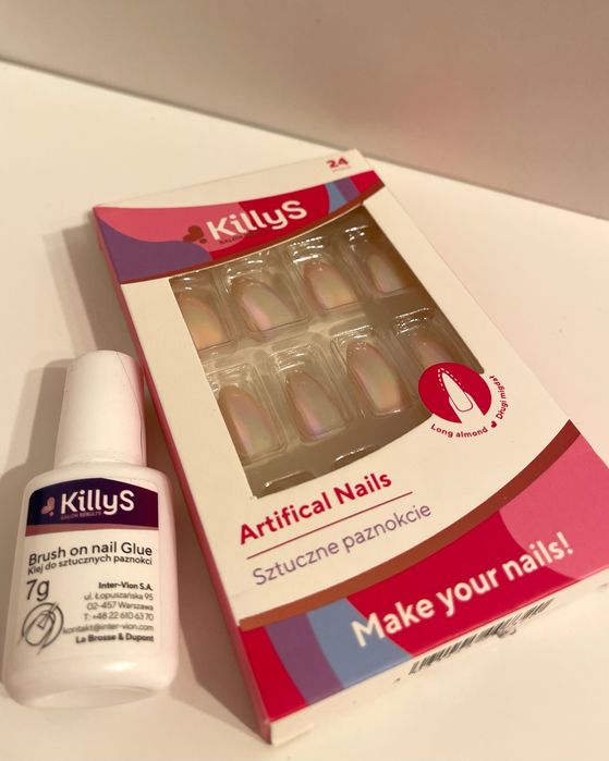 ZESTAW! sztuczne paznokcie + klej do sztucznych paznokci KillyS