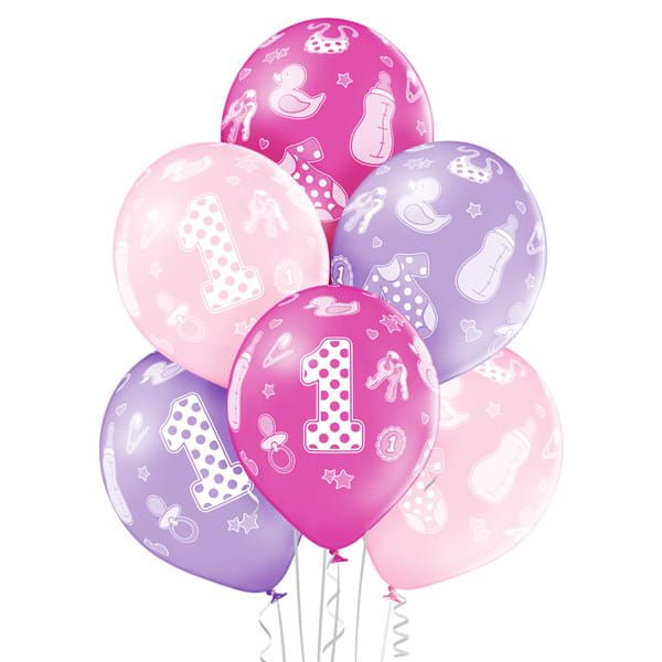 Balony lateksowe 12" - birthday girl - 6 sztuk