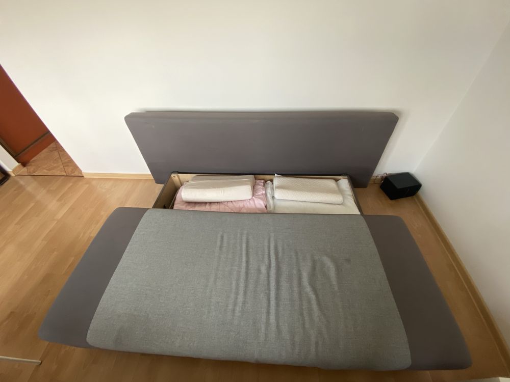 Łóżko rozkładane wersalka sofa szara pojemnik BRW Black Red White
