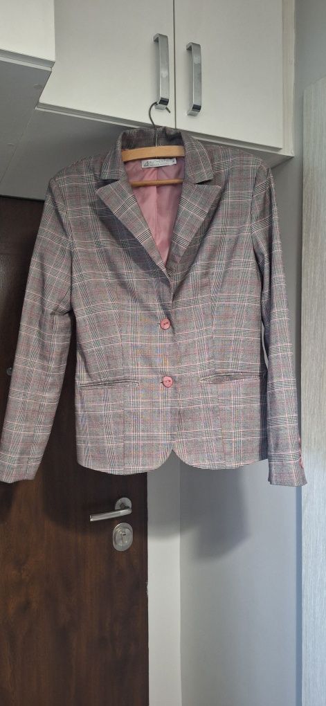 Żakiet szary w kratkę Authentic marynarka rozm.38