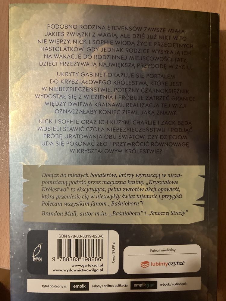 Książka kryształowe królestwo Filip Ilukowicz poleca Brandon Mull