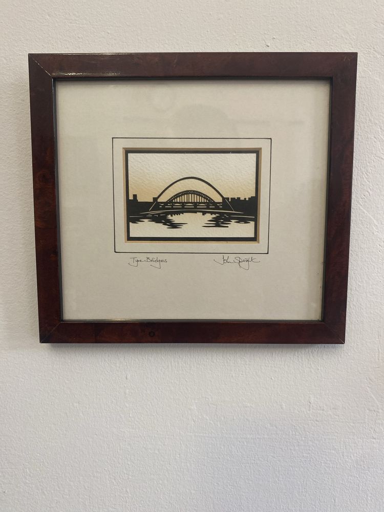 Grafika orginalna praca Johna Speighta mosty Tyne