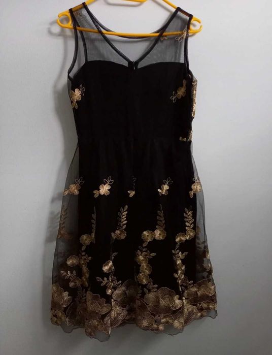 Sukienka damska czarno złota r. S/M