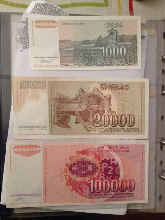 JUGUSLAVIA 14 Notas, 10 NÃO CIRCULADAS e 4 muito bom estado ver fotos