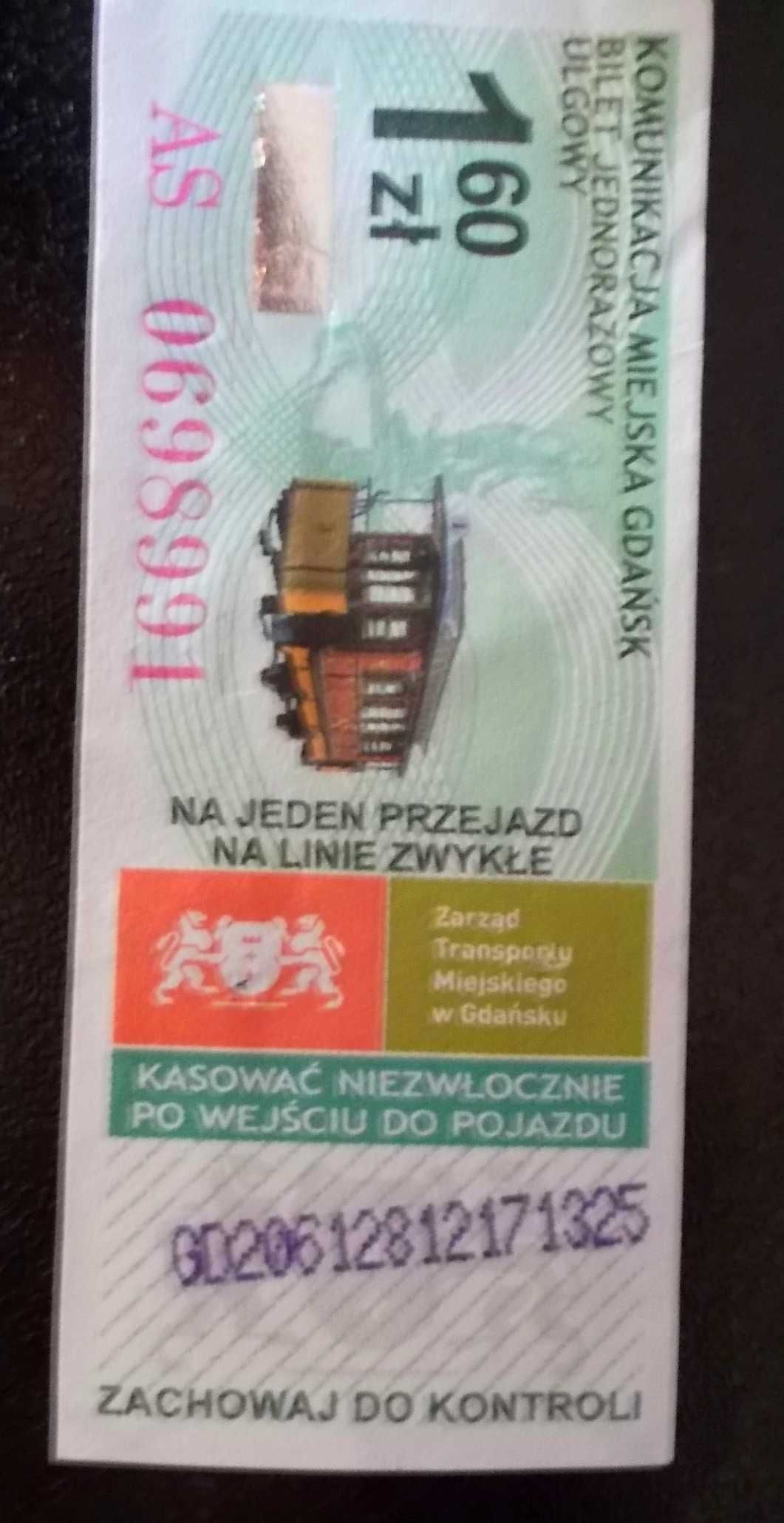 Bilety ZTM Gdańsk - kolekcja 12 szt. - każdy inny (2014r.)