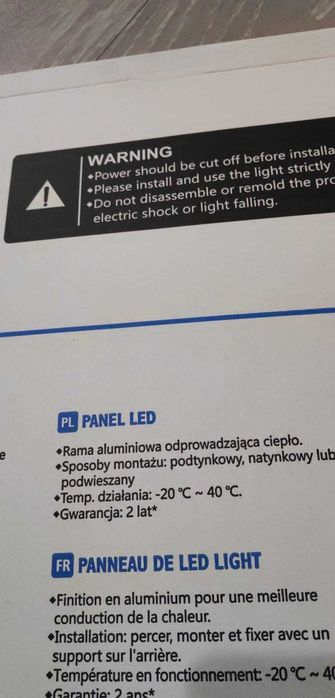 Panel LED Aigostar 40W 59,5x 59,5cm Zimny