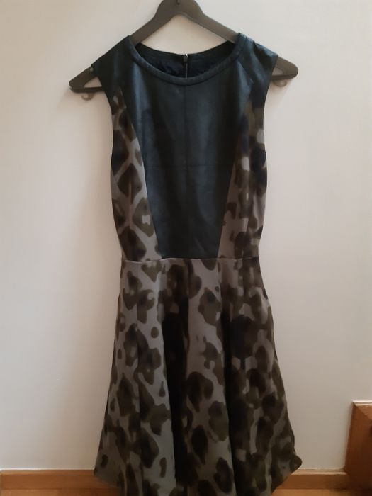 Projektantka Karen Millen USA zjawiskowa sukienka moro & skóra r XS/S