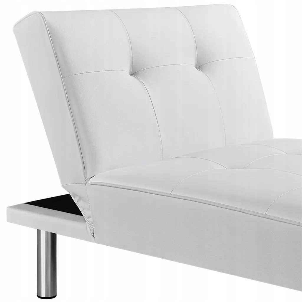 Łóżko sofa szezlong pojedyncze Yaheetech 166x76,5x40 biały ekoskóra