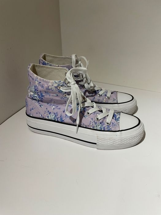 trampki wysokie fioletowe w kwiaty Vty r. 38, dl wkładki ok 23,5 cm