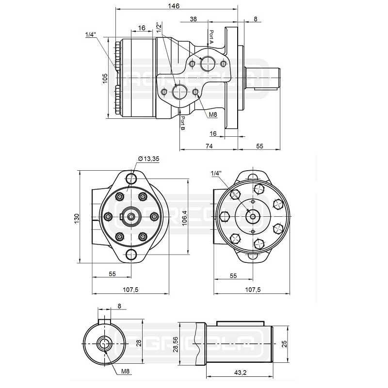 Silnik hydrauliczny BMR 80  z płytą I tuleją