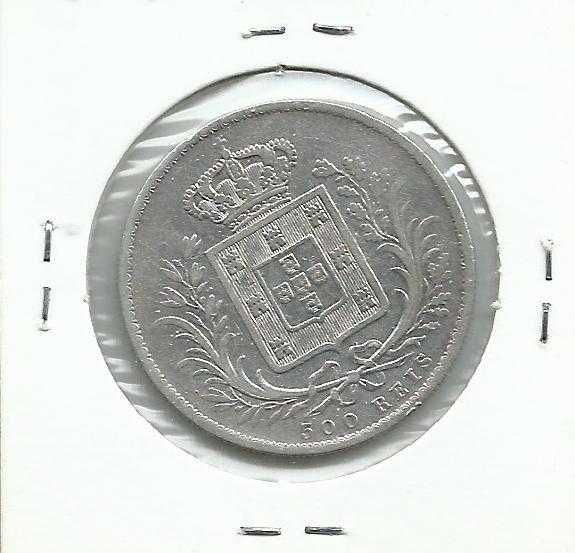 Moeda portuguesa – D. Luís I, 500 reis, 1866 - prata