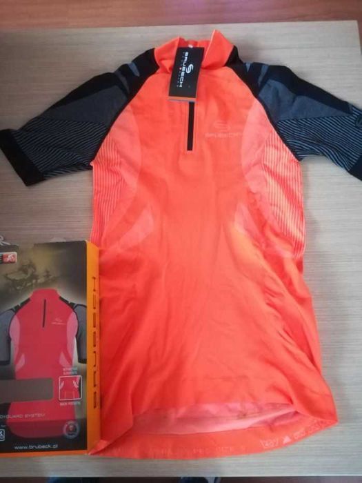 Koszulka rowerowa BRUBECK pomarańcz czerwony czarny grafitowy