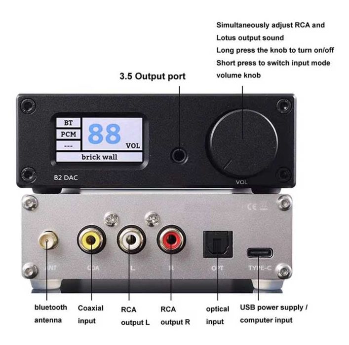 DAC ЦАП 2xES9038Q2M | підсилювач для навушників | USB Bluetooth