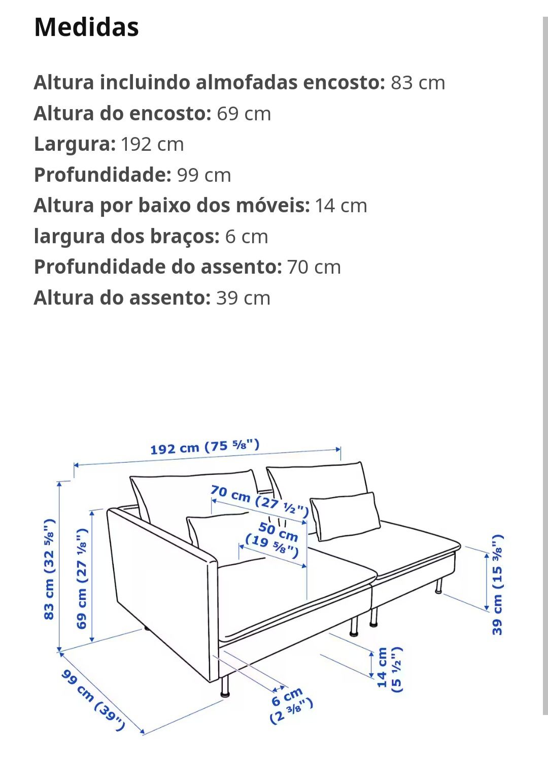 Sofá SÖDERHAMN IKEA 3 lugares