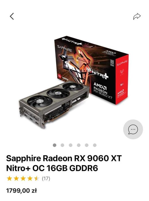 Karta graficzna Sapphire RX 9060 XT Nitro+ OC 16GB (nowa)