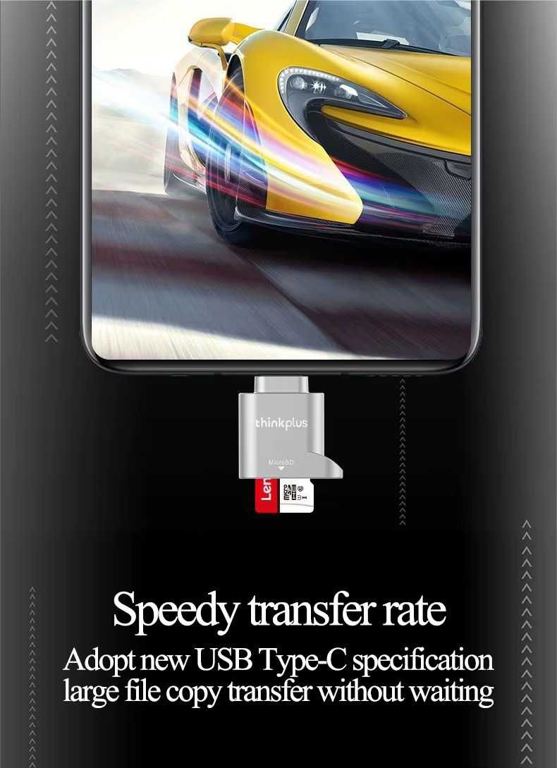 Czytnik kart Lenovo D201 do 512 GB 480 mb/s - USB-C TF Micro SD OTG