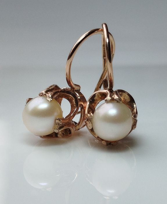 Золотые серьги с жемчугом СССР Золоті радянські сережки