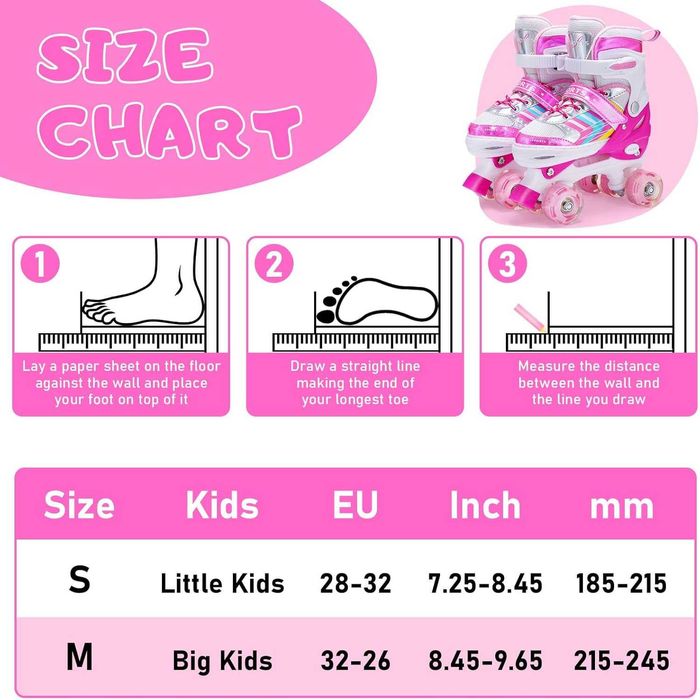 Ylaide Regulowane Wrotki Dziecięce Świecące S 28-32 Podświetlane Koła