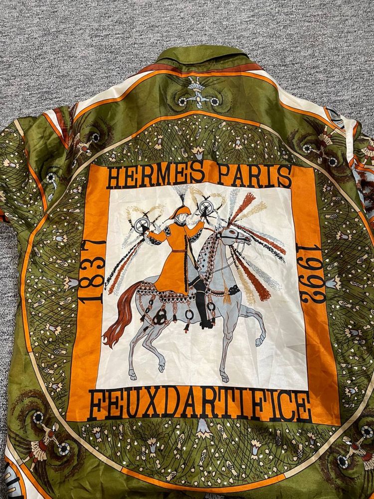 Hermes Paris Винтажная шелковая рубашка Ерме Хермес