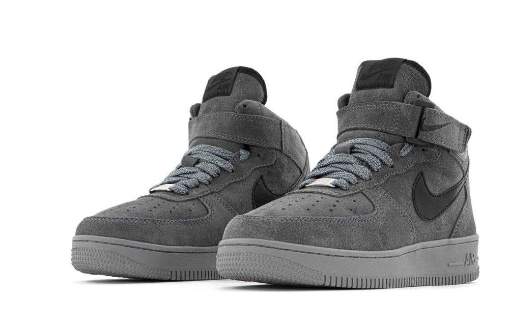Кросівки з хутром Nike Air Force 1 High Grey premium зимові