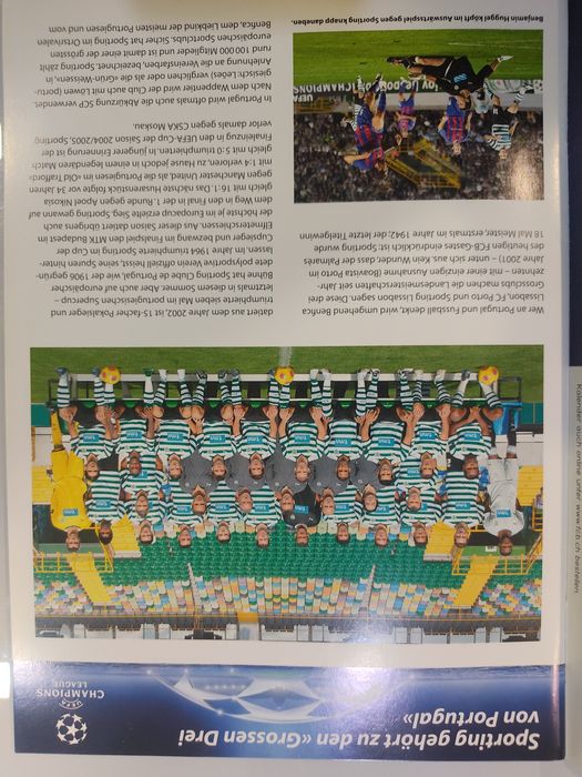 Programa oficial Basileia Sporting liga dos campeões 2008/ 2009