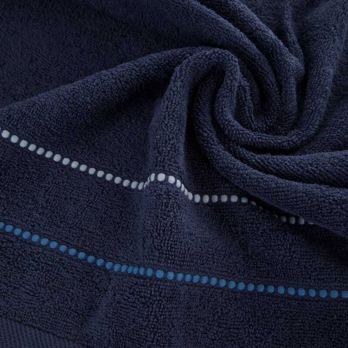 Ręcznik kąpielowy 50x90 granatowy z kontrastującymi paseczkami