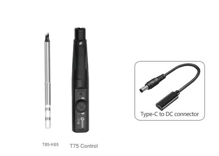паяльник usb type-c, 5,5*2,1, 12-24V 65W Quicko T75