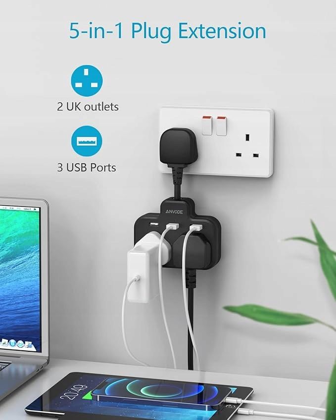 Przewód przedłużający 5in1 3x USB