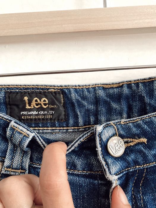 Jeansy spodnie skinny dziury lee przecierane