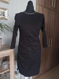 The Still czarna bawełniana sportowa sukienka z naszywkami S M 36 38