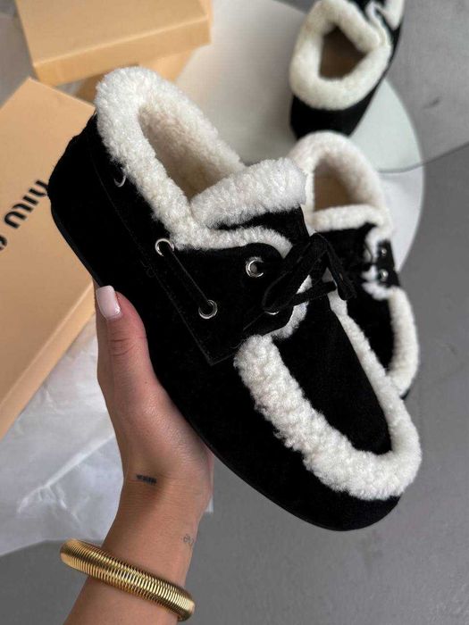 Лофери Miu Miu Loafers Winter Black premium