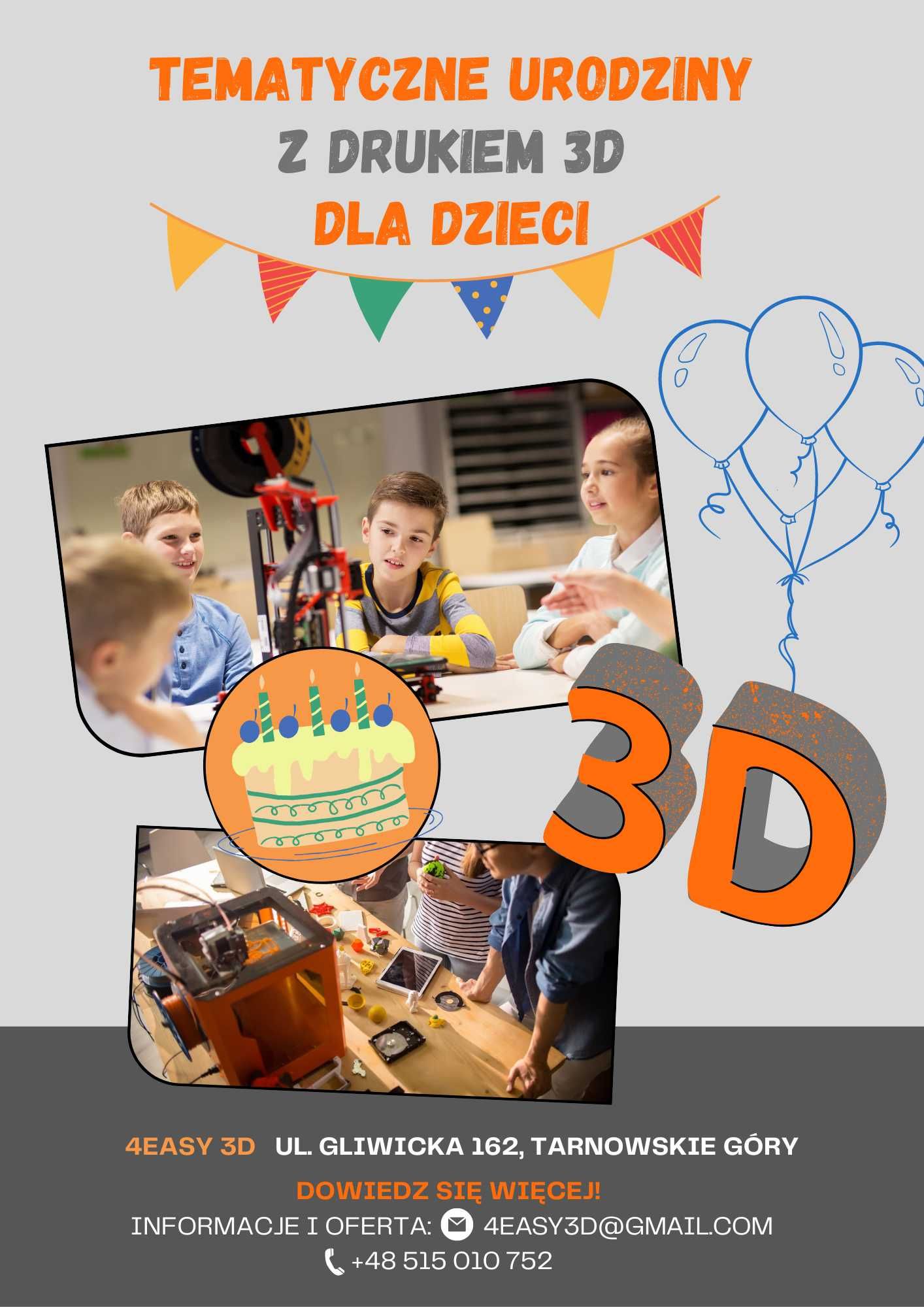 Kreatywne urodziny druk 3D dla dzieci animator organizacja czekolada