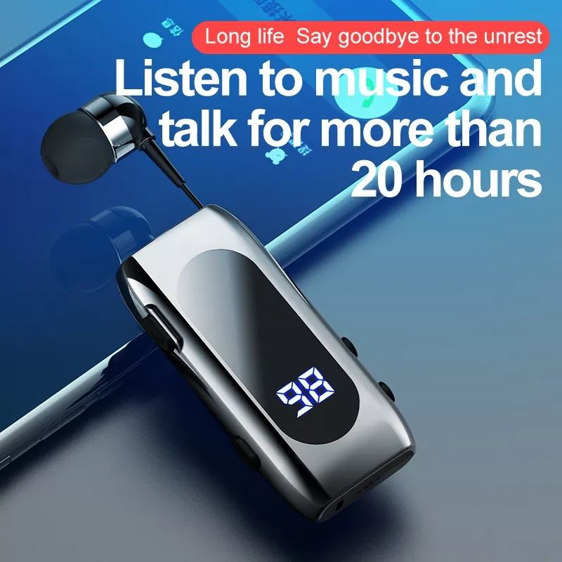 Auriculares Bluetooth com fio retrátil