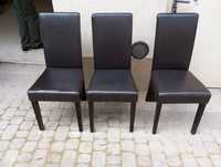 Krzesła ze skóry ekologicznej czarne 3 szt