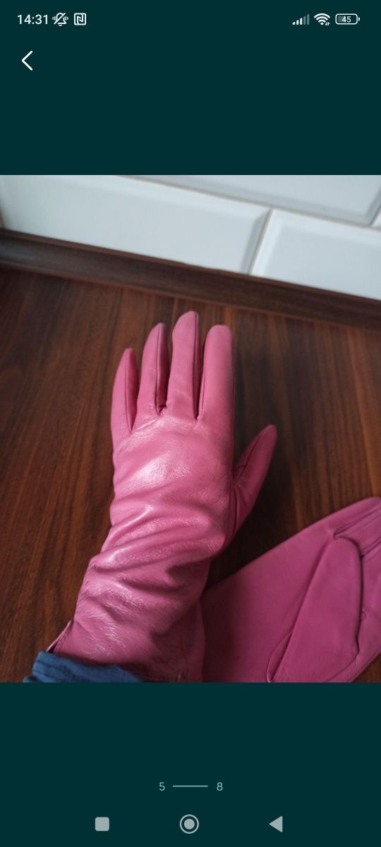 Nowe skórzane rękawiczki w kolorze różowym rozmiar S eleganckie skóra