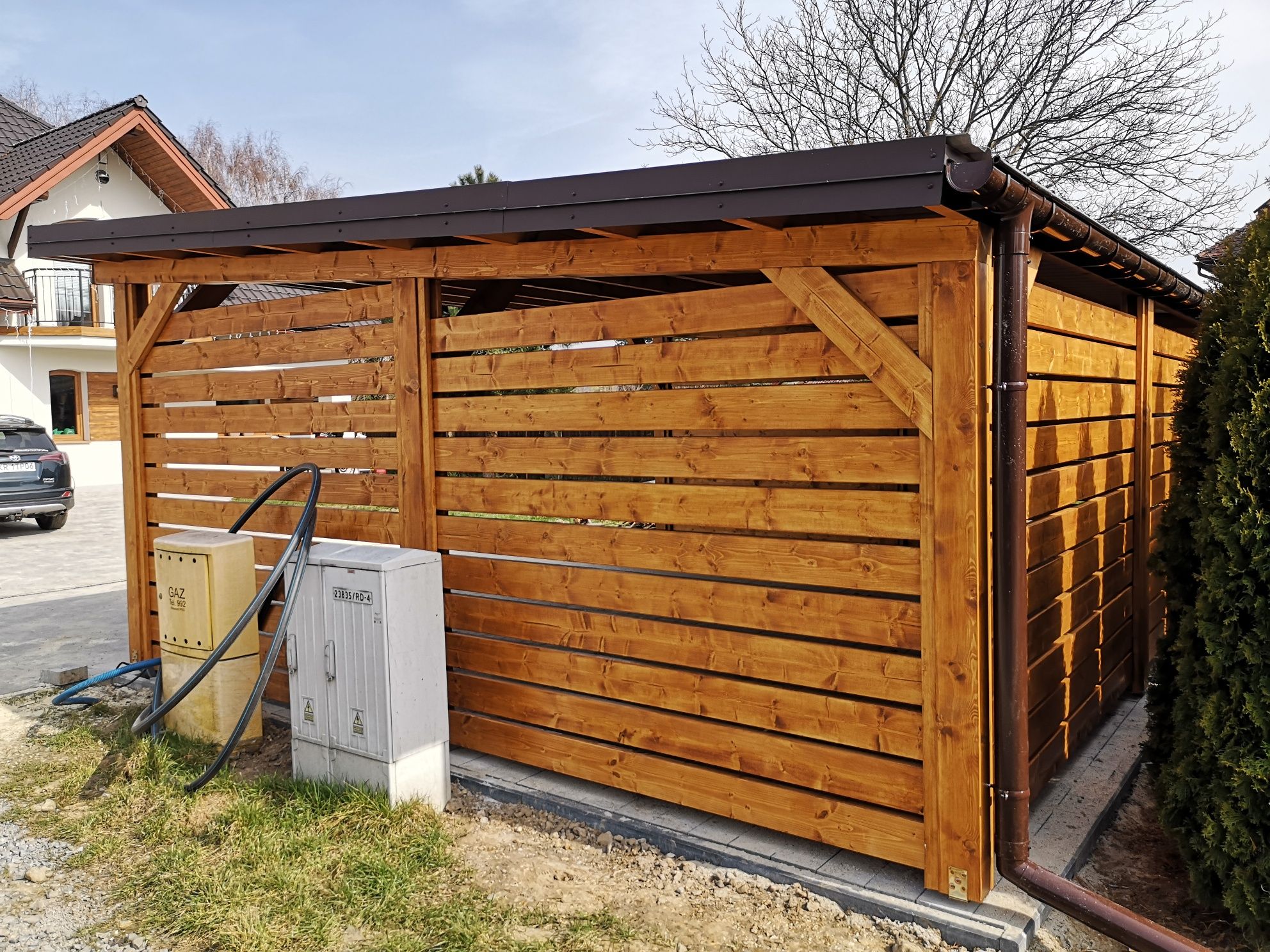 Wiata garażowa drewniana carport altana garaż zadaszenie tarasu