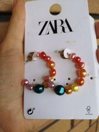 Kolorowe kolczyki Zara kółka a la kamyczki pastelowe perłowe