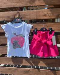 Komplet dla dziewczynki koszulka i spodenki różowe 98-104 Nowość
