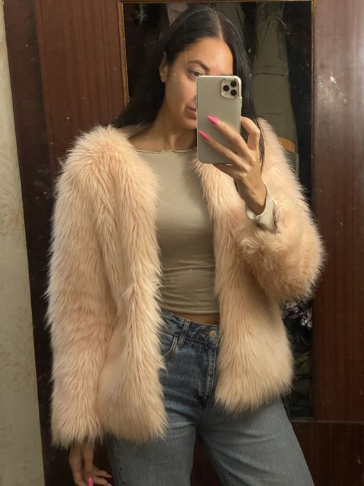 Ніжно Рожева еко шубка штучне хутро