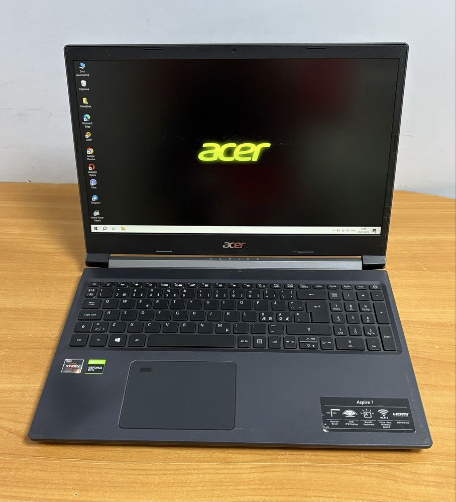 Игровой Ноутбук Acer Aspire 7, AMD Ryzen 3550H/ GTX 1650/ 8 RAM/ SSD