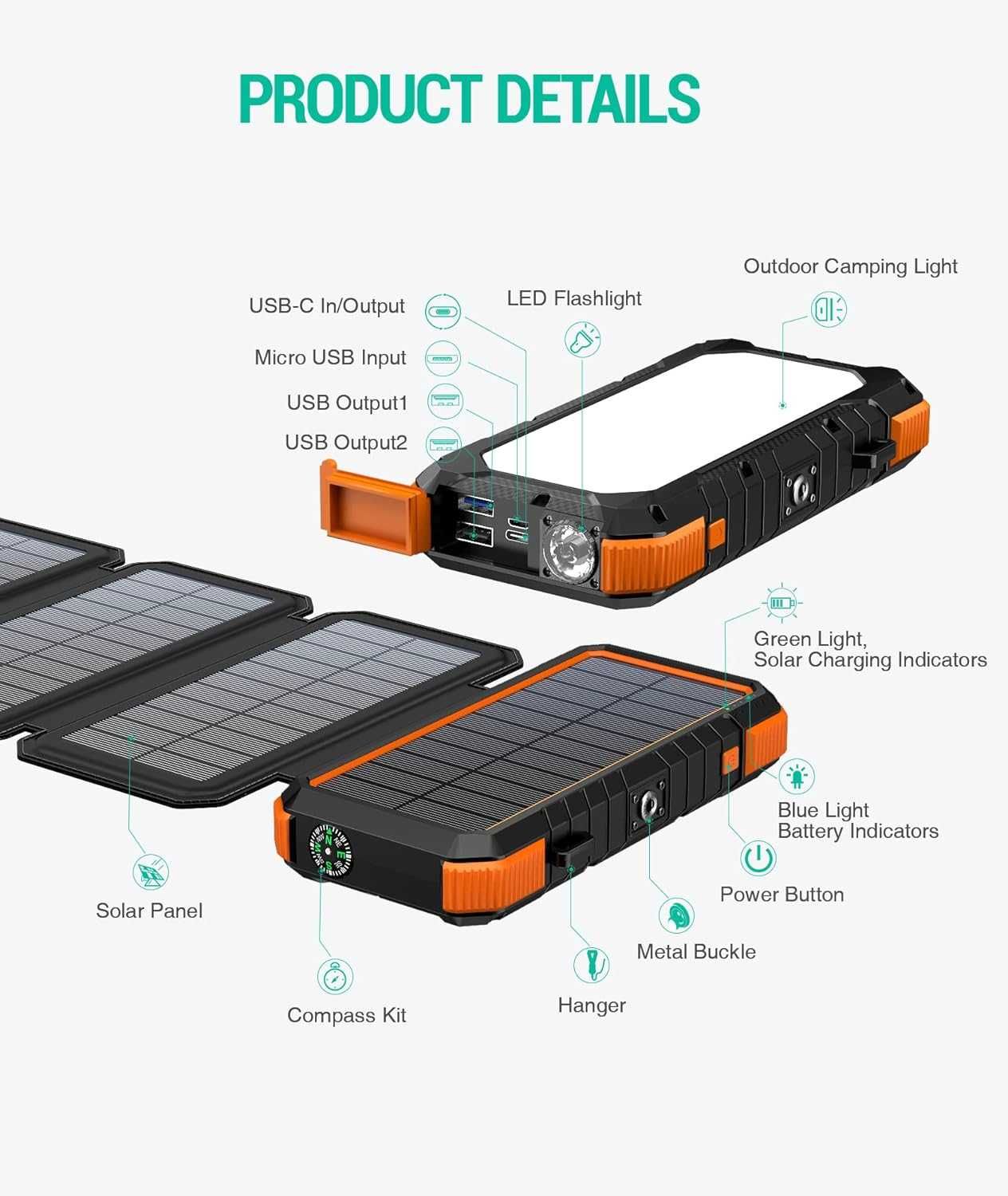 Повербанк BLAVOR Solar  20000mAh