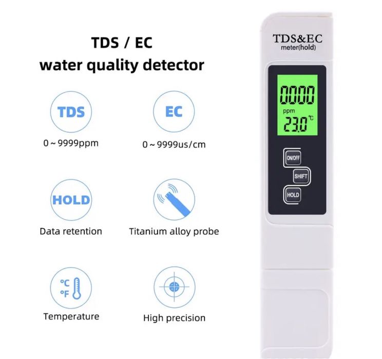Tester de Qualidade e pureza da água e temperatura NOVO