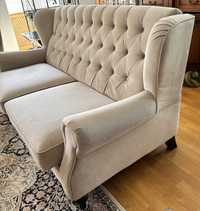 Sofa welurowa szaro-beżowa