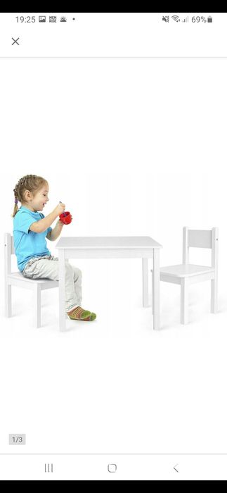 Stolik drewniany biały z 2 krzesełkami dla dzieci