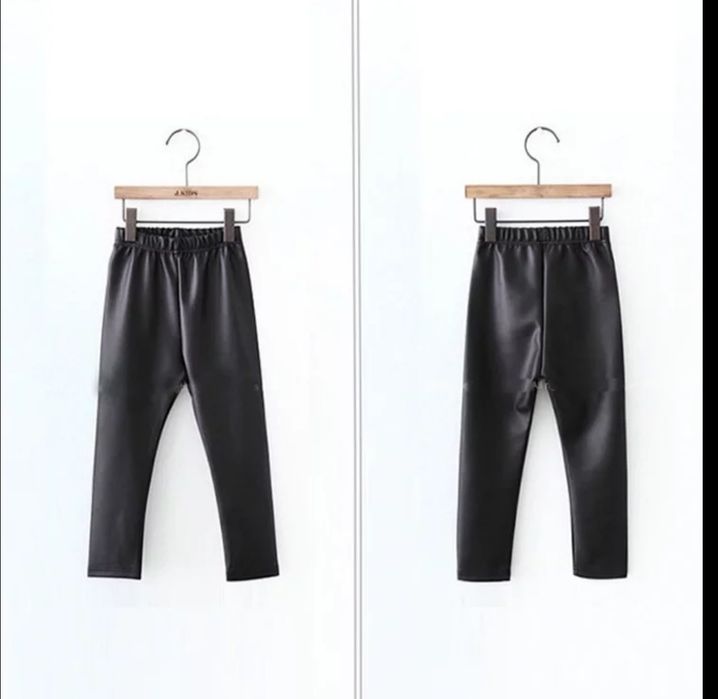 Leginsy śliskie ala skórzane  czarne 128 134  spodnie nowe