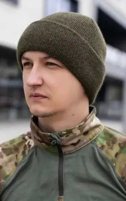 Зимняя вязаная шапка пиксель ЗСУ теплая тактическая шапка вязка