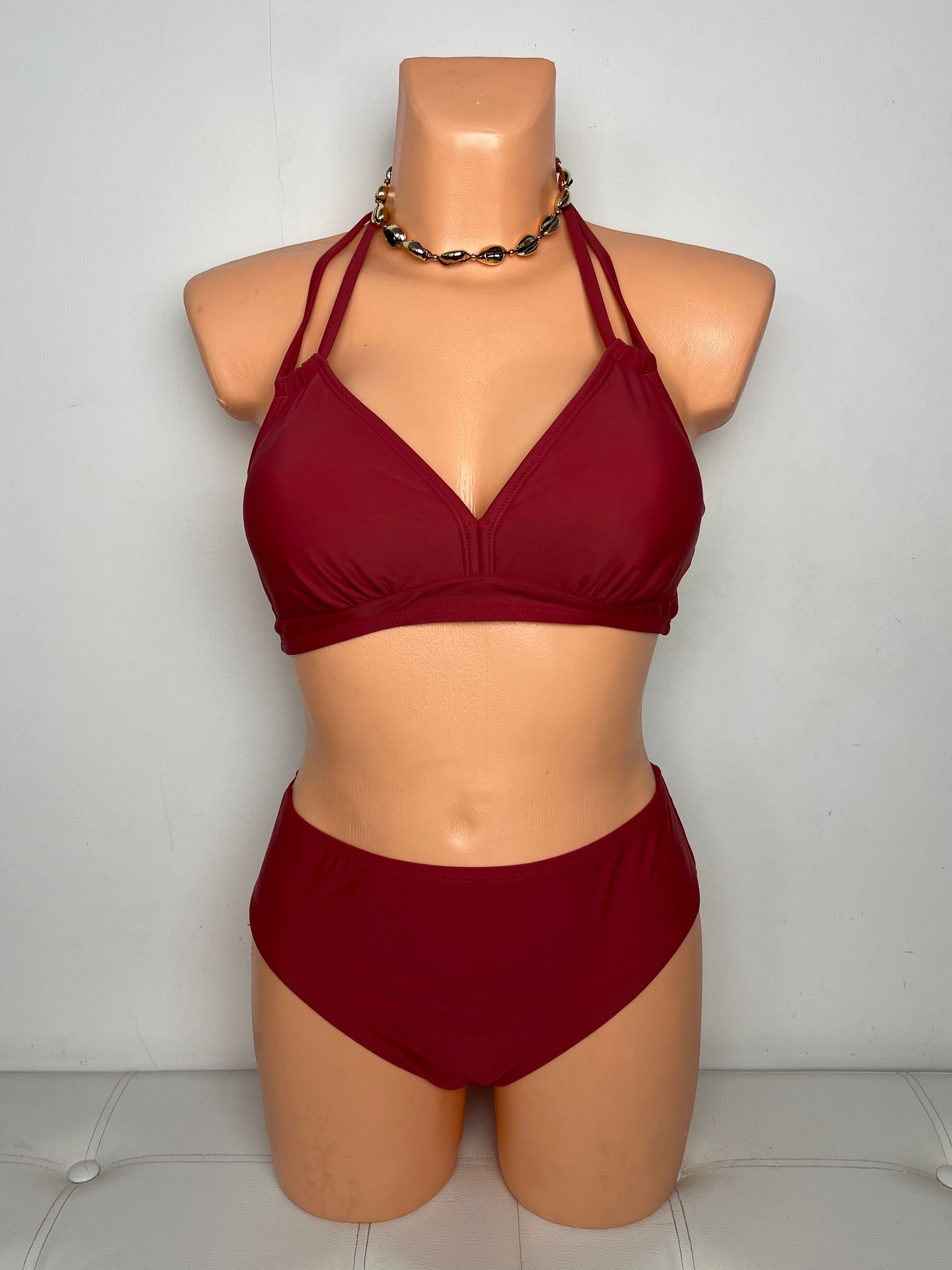 Strój kąpielowy bikini  cupshe L 40 bordo dwuczęściowy czerwone wino