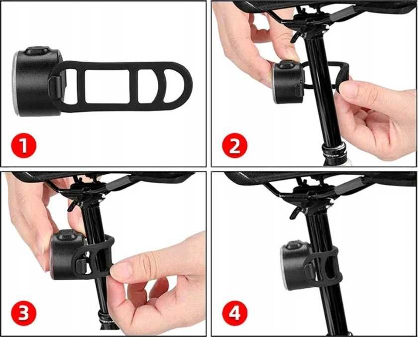 Zestaw oświetlenia rowerowego LED przód i tył, akumulatorowe